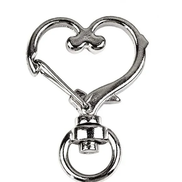 NWOT. Football Keychain includes Heart Shape Silver Medal Spring Snap Clip. - Picture 3 of 7